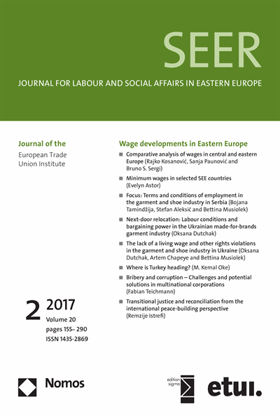 Cover of Volume: SEER Journal for Labour and Social Affairs in Eastern Europe Volume 20 (2017), Edition 2