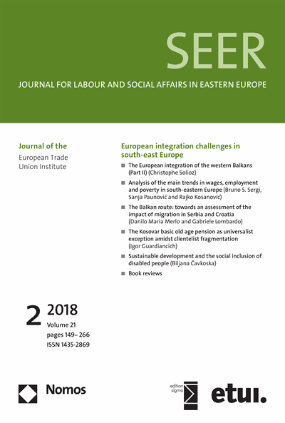 Cover of Volume: SEER Journal for Labour and Social Affairs in Eastern Europe Volume 21 (2018), Edition 2