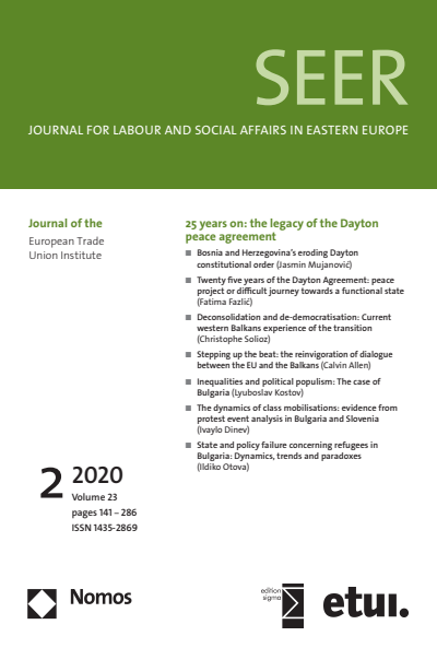 Cover der Ausgabe: SEER Journal for Labour and Social Affairs in Eastern Europe Jahrgang 23 (2020), Heft 2