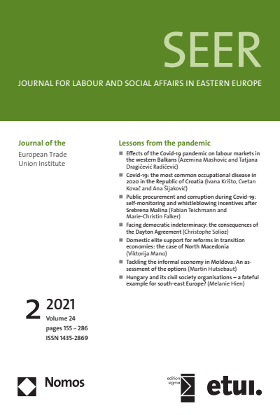 Cover der Ausgabe: SEER Journal for Labour and Social Affairs in Eastern Europe Jahrgang 24 (2021), Heft 2