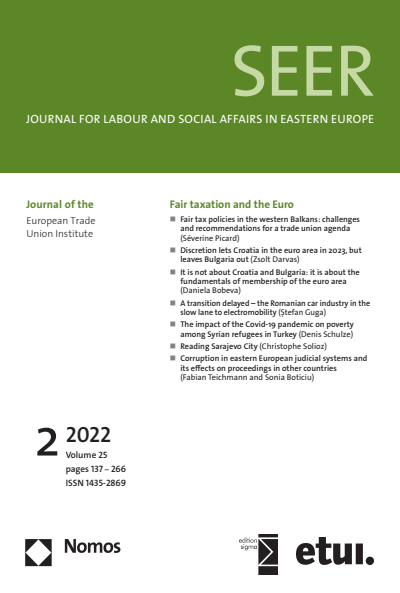 Cover der Ausgabe: SEER Journal for Labour and Social Affairs in Eastern Europe Jahrgang 25 (2022), Heft 2