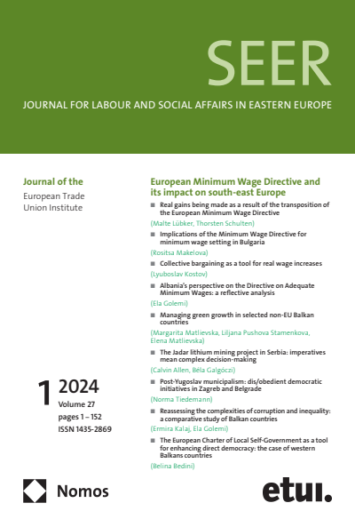 Cover der Ausgabe: SEER Journal for Labour and Social Affairs in Eastern Europe Jahrgang 27 (2024), Heft 1