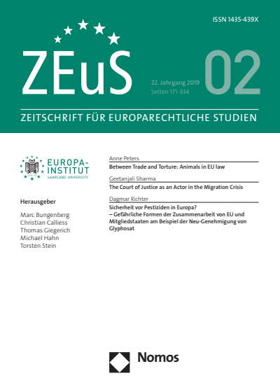 Cover of Volume: ZEuS Zeitschrift für Europarechtliche Studien Volume 22 (2019), Edition 2