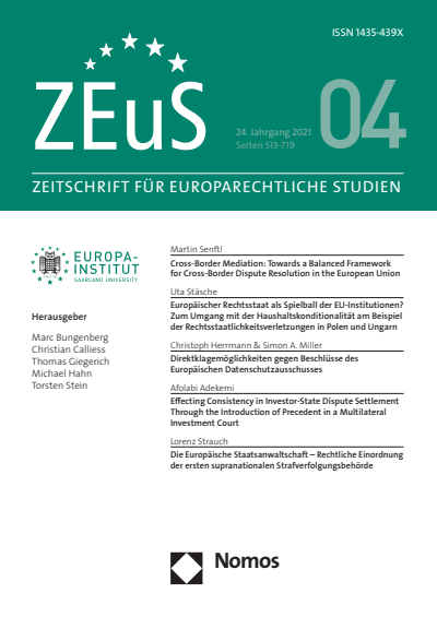 Cover of Volume: ZEuS Zeitschrift für Europarechtliche Studien Volume 24 (2021), Edition 4