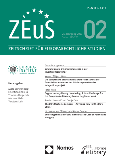 Cover of Volume: ZEuS Zeitschrift für Europarechtliche Studien Volume 26 (2023), Edition 2