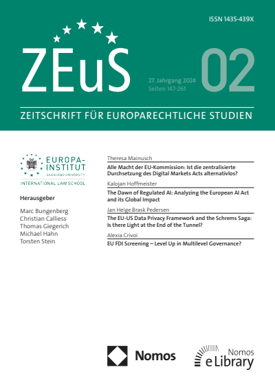 Cover of Volume: ZEuS Zeitschrift für Europarechtliche Studien Volume 27 (2024), Edition 2