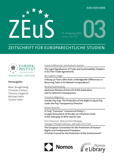 Cover of Volume: ZEuS Zeitschrift für Europarechtliche Studien Volume 27 (2024), Edition 3