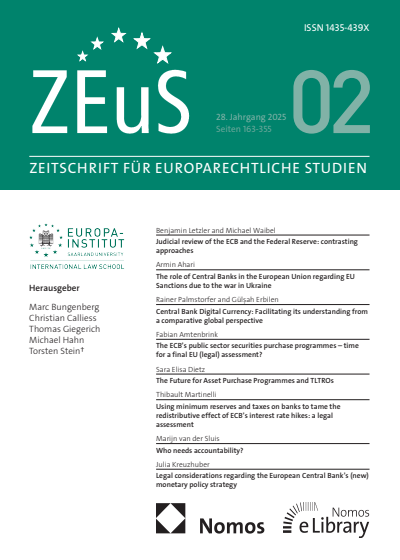 Cover der Ausgabe: ZEuS Zeitschrift für Europarechtliche Studien Jahrgang 28 (2025), Heft 2