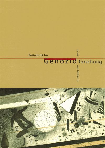 Cover der Ausgabe: ZfGen Zeitschrift für Genozidforschung Jahrgang 15 (2014), Heft 1-2