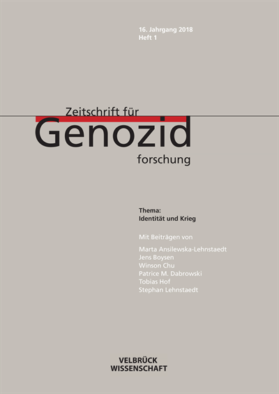 Cover der Ausgabe: ZfGen Zeitschrift für Genozidforschung Jahrgang 16 (2018), Heft 1