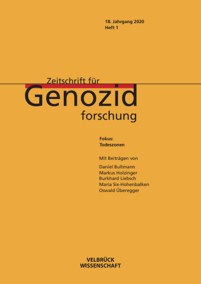 Cover der Ausgabe: ZfGen Zeitschrift für Genozidforschung Jahrgang 18 (2020), Heft 1