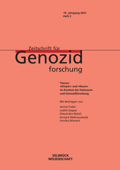 Cover der Ausgabe: ZfGen Zeitschrift für Genozidforschung Jahrgang 19 (2021), Heft 2