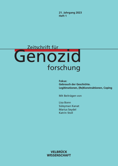 Cover der Ausgabe: ZfGen Zeitschrift für Genozidforschung Jahrgang 21 (2023), Heft 1