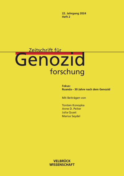 Cover der Ausgabe: ZfGen Zeitschrift für Genozidforschung Jahrgang 22 (2024), Heft 2