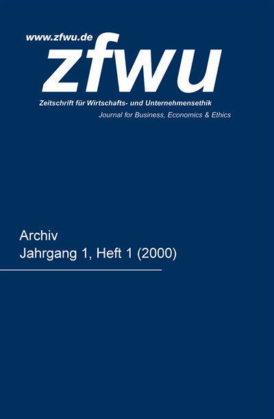 Cover der Ausgabe: zfwu Zeitschrift für Wirtschafts- und Unternehmensethik Jahrgang 1 (2000), Heft 1