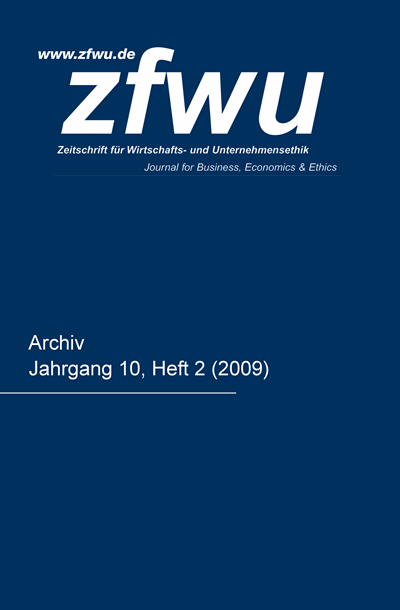 Cover der Ausgabe: zfwu Zeitschrift für Wirtschafts- und Unternehmensethik Jahrgang 10 (2009), Heft 2