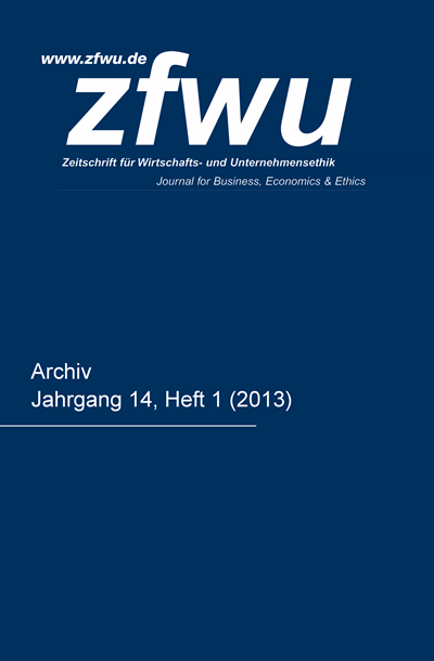 Cover der Ausgabe: zfwu Zeitschrift für Wirtschafts- und Unternehmensethik Jahrgang 14 (2013), Heft 1