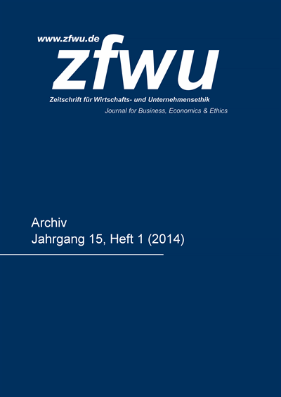 Cover der Ausgabe: zfwu Zeitschrift für Wirtschafts- und Unternehmensethik Jahrgang 15 (2014), Heft 1