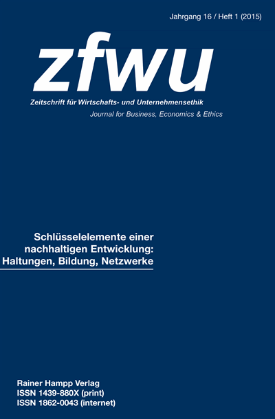 Cover der Ausgabe: zfwu Zeitschrift für Wirtschafts- und Unternehmensethik Jahrgang 16 (2015), Heft 1