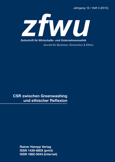 Cover der Ausgabe: zfwu Zeitschrift für Wirtschafts- und Unternehmensethik Jahrgang 16 (2015), Heft 3