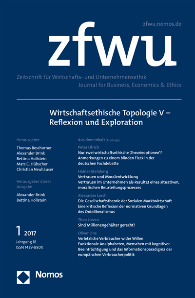 Cover der Ausgabe: zfwu Zeitschrift für Wirtschafts- und Unternehmensethik Jahrgang 18 (2017), Heft 1