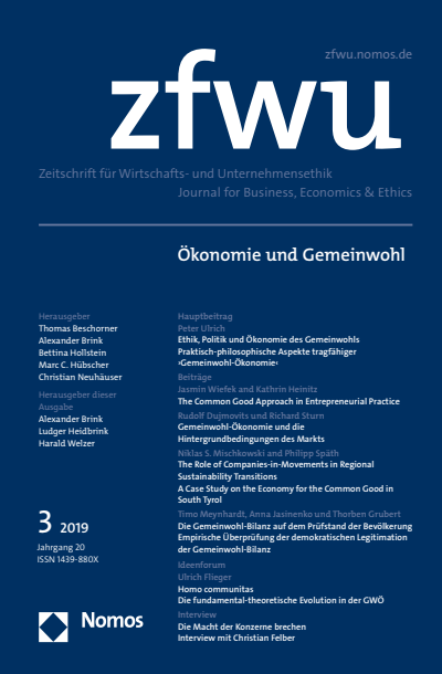 Cover der Ausgabe: zfwu Zeitschrift für Wirtschafts- und Unternehmensethik Jahrgang 20 (2019), Heft 3