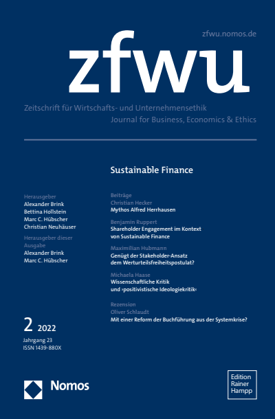 Cover der Ausgabe: zfwu Zeitschrift für Wirtschafts- und Unternehmensethik Jahrgang 23 (2022), Heft 2