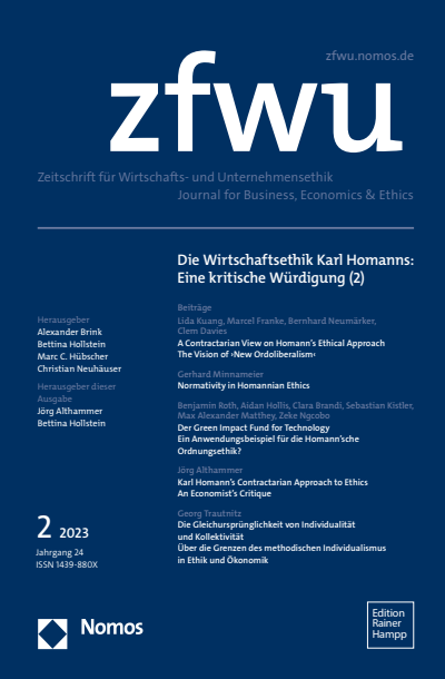Cover der Ausgabe: zfwu Zeitschrift für Wirtschafts- und Unternehmensethik Jahrgang 24 (2023), Heft 2
