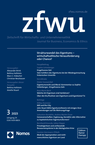 Cover der Ausgabe: zfwu Zeitschrift für Wirtschafts- und Unternehmensethik Jahrgang 24 (2023), Heft 3