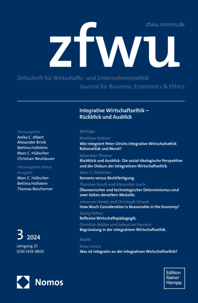 Cover der Ausgabe: zfwu Zeitschrift für Wirtschafts- und Unternehmensethik Jahrgang 25 (2024), Heft 3
