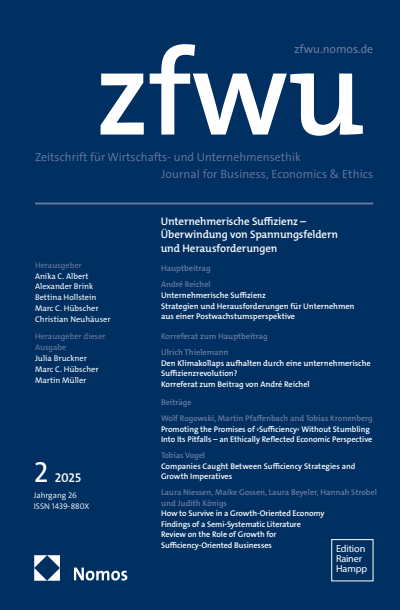 Cover der Ausgabe: zfwu Zeitschrift für Wirtschafts- und Unternehmensethik Jahrgang 26 (2025), Heft 2