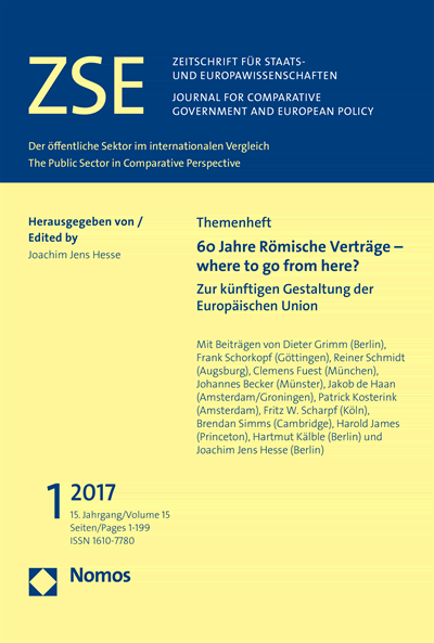 Cover der Ausgabe: ZSE Zeitschrift für Staats- und Europawissenschaften | Journal for Comparative Government and European Policy Jahrgang 15 (2017), Heft 1