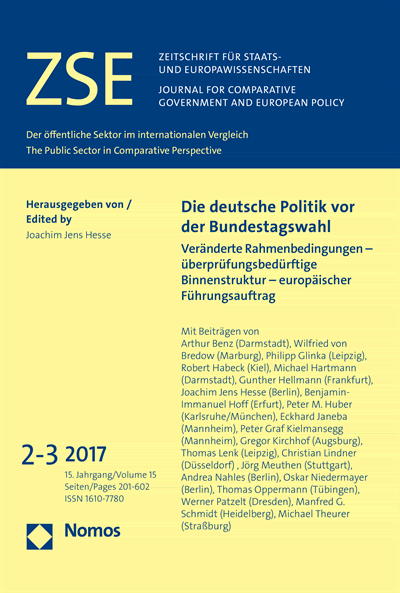 Cover der Ausgabe: ZSE Zeitschrift für Staats- und Europawissenschaften | Journal for Comparative Government and European Policy Jahrgang 15 (2017), Heft 2-3
