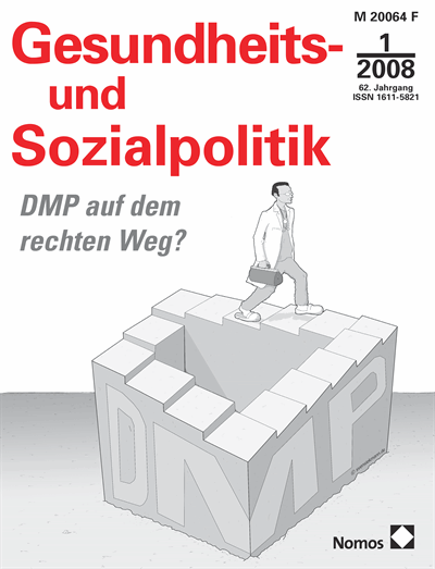 Cover der Ausgabe: Gesundheits- und Sozialpolitik (G&S) Jahrgang 62 (2008), Heft 1