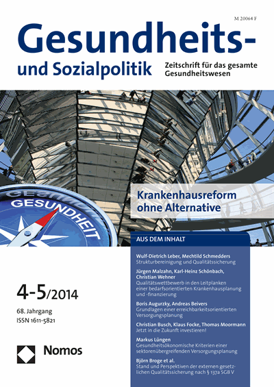 Cover der Ausgabe: Gesundheits- und Sozialpolitik (G&S) Jahrgang 68 (2014), Heft 4-5