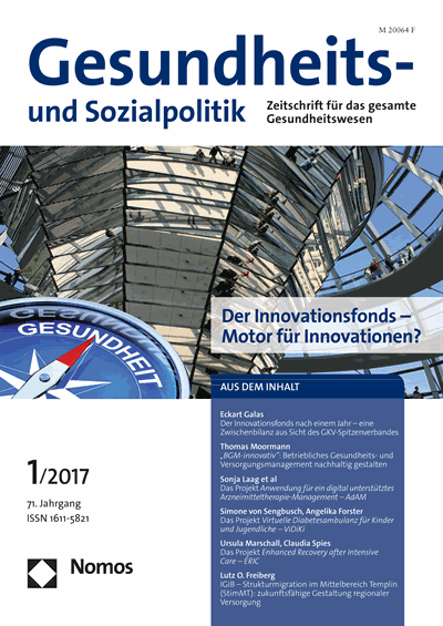 Cover der Ausgabe: Gesundheits- und Sozialpolitik (G&S) Jahrgang 71 (2017), Heft 1