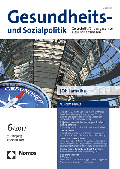 Cover der Ausgabe: Gesundheits- und Sozialpolitik (G&S) Jahrgang 71 (2017), Heft 6