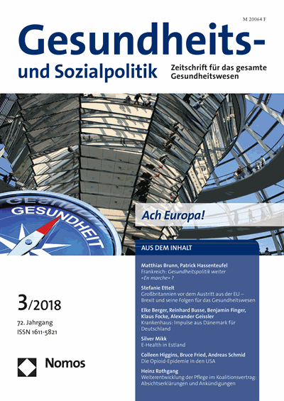 Cover der Ausgabe: Gesundheits- und Sozialpolitik (G&S) Jahrgang 72 (2018), Heft 3