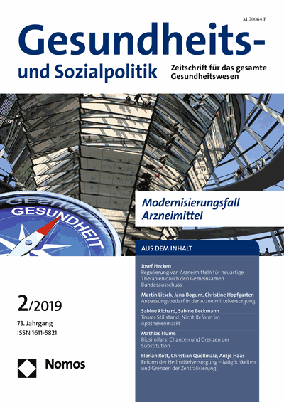 Cover of Volume: Gesundheits- und Sozialpolitik (G&S) Volume 73 (2019), Edition 2