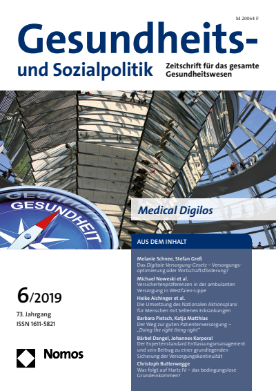 Cover of Volume: Gesundheits- und Sozialpolitik (G&S) Volume 73 (2019), Edition 6