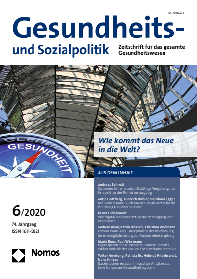 Cover of Volume: Gesundheits- und Sozialpolitik (G&S) Volume 74 (2020), Edition 6