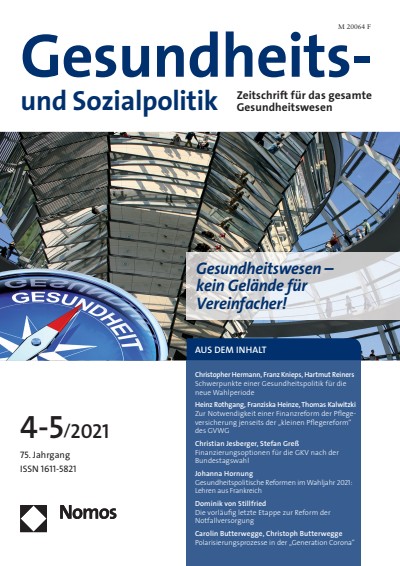 Cover der Ausgabe: Gesundheits- und Sozialpolitik (G&S) Jahrgang 75 (2021), Heft 4-5