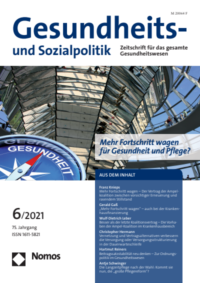 Cover der Ausgabe: Gesundheits- und Sozialpolitik (G&S) Jahrgang 75 (2021), Heft 6