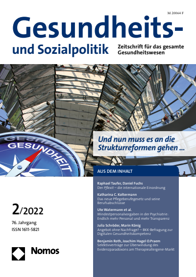 Cover der Ausgabe: Gesundheits- und Sozialpolitik (G&S) Jahrgang 76 (2022), Heft 2