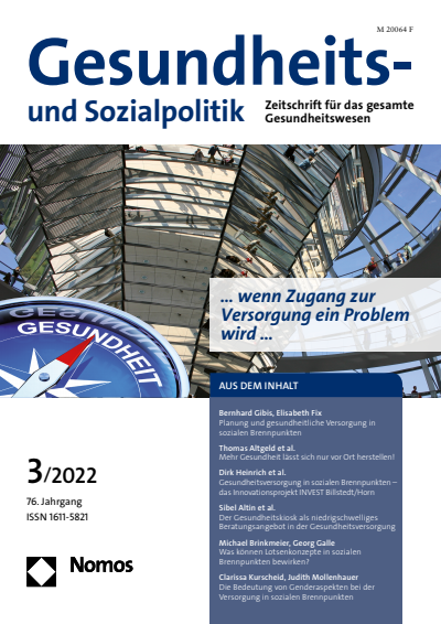 Cover der Ausgabe: Gesundheits- und Sozialpolitik (G&S) Jahrgang 76 (2022), Heft 3