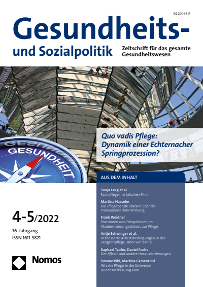 Cover der Ausgabe: Gesundheits- und Sozialpolitik (G&S) Jahrgang 76 (2022), Heft 4-5