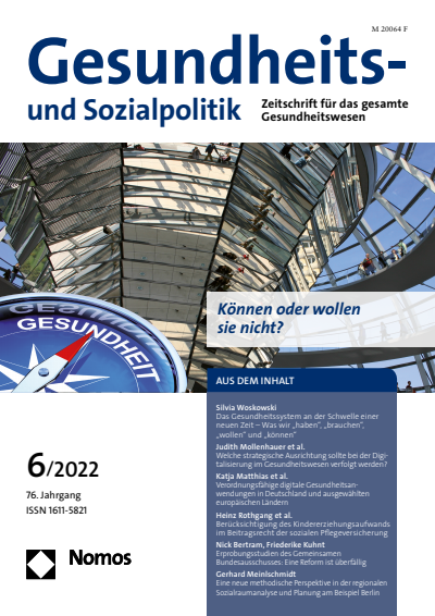 Cover der Ausgabe: Gesundheits- und Sozialpolitik (G&S) Jahrgang 76 (2022), Heft 6