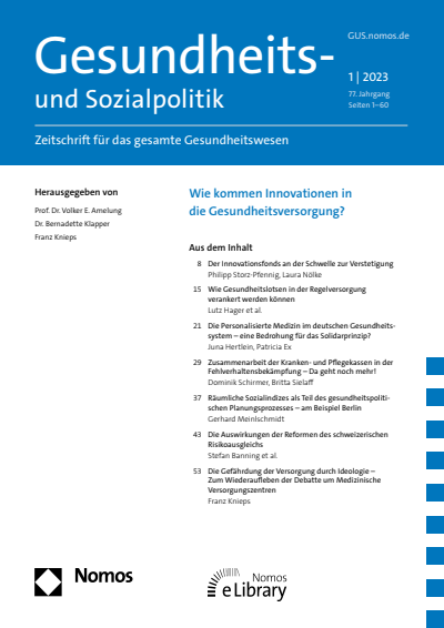 Cover der Ausgabe: Gesundheits- und Sozialpolitik (G&S) Jahrgang 77 (2023), Heft 1
