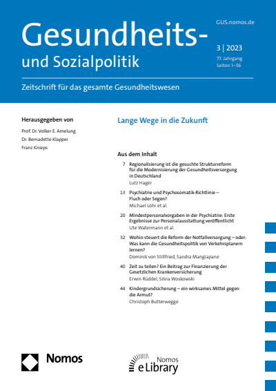 Cover der Ausgabe: Gesundheits- und Sozialpolitik (G&S) Jahrgang 77 (2023), Heft 3