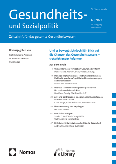 Cover der Ausgabe: Gesundheits- und Sozialpolitik (G&S) Jahrgang 77 (2023), Heft 6